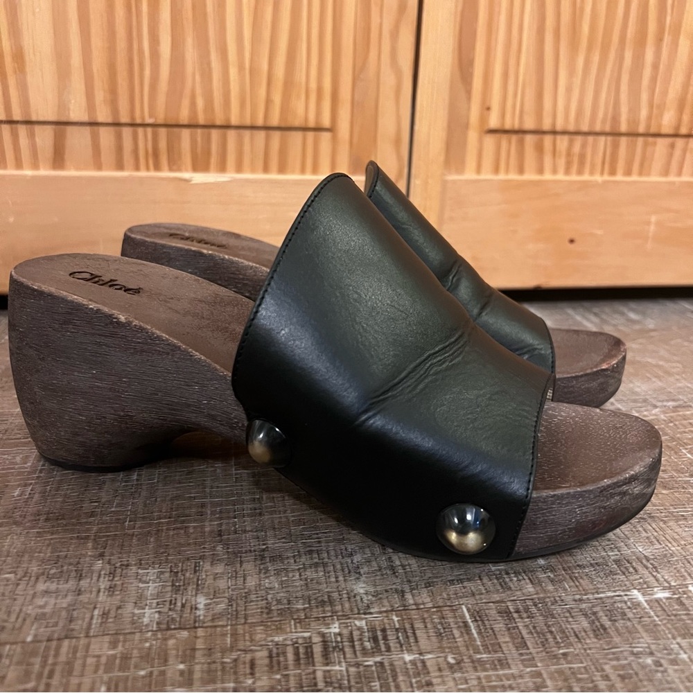 Chloe Black Leather Mules - Picture 4 of 12